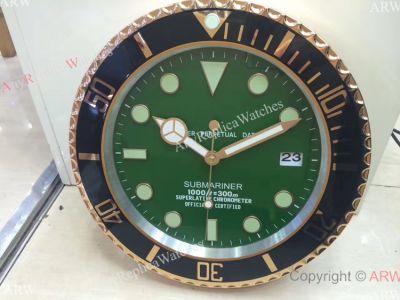 Clone Rolex Submariner Wall Clock - Rose Gold Green Dial